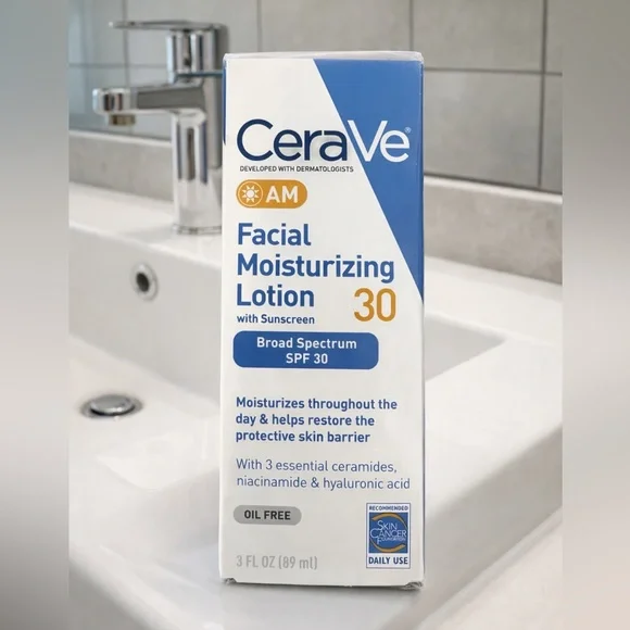 CeraVe AM Facial Moisturizing Lotion with Sunscreen - Full Size, 3FL 👏 - Picture 1 of 2
